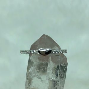 Rhodium Over Sterling Silver Micropave Heart Ring